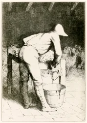 De slager en het schaap uit De Christenreis naar de Eeuwigheid door John Bunyan, illustratie door William Strang